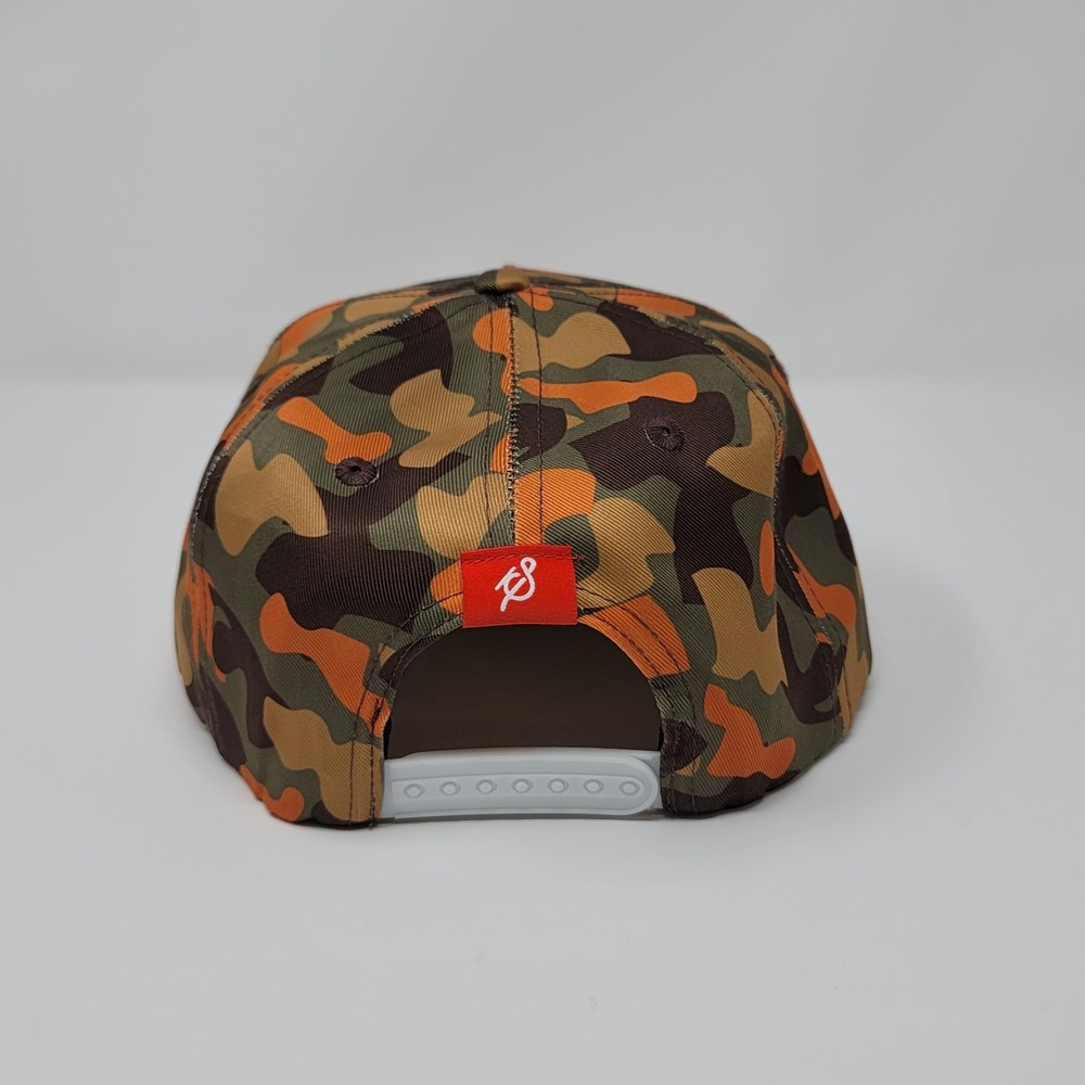 Staunch Traditional Outfitters Men's Snapback Hat Orange Camo USA Flag Patch Cap - Picture 3 of 7
